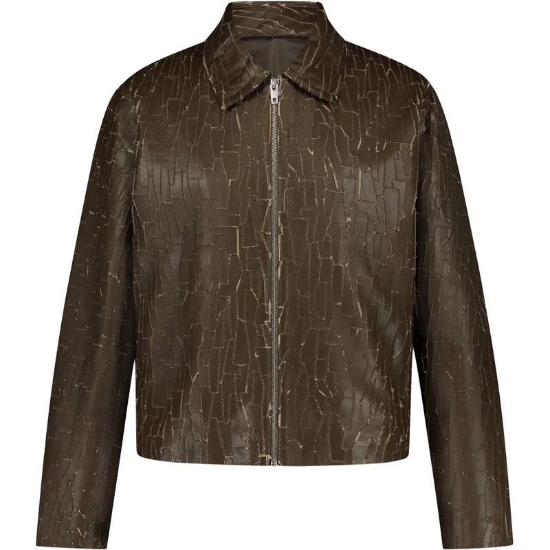 Flâneur Legeres Oberteil Leather Blouson | Blue/Purple grün