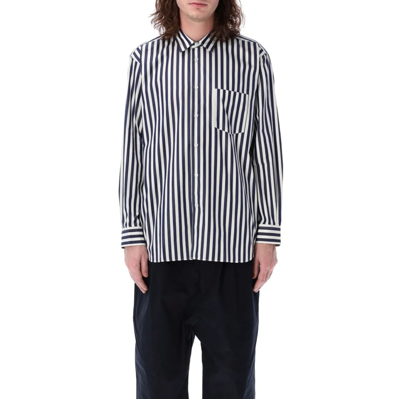 Comme des Garcons Overhemd Contrasting Striped Shirt Blue