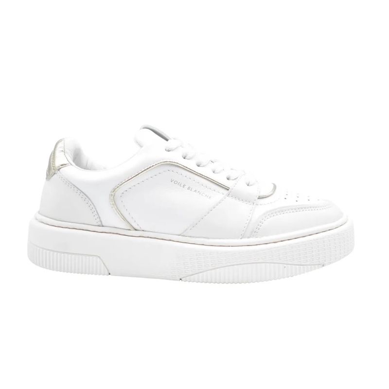 Voile Blanche Lage-top sneaker Platinum White Sneakers With Metallic Accent White