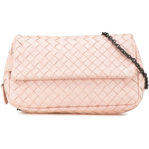 Bottega Veneta Sac à bandoulière 2012-2024 Leather Intrecciato Chain Flap Crossbody rose