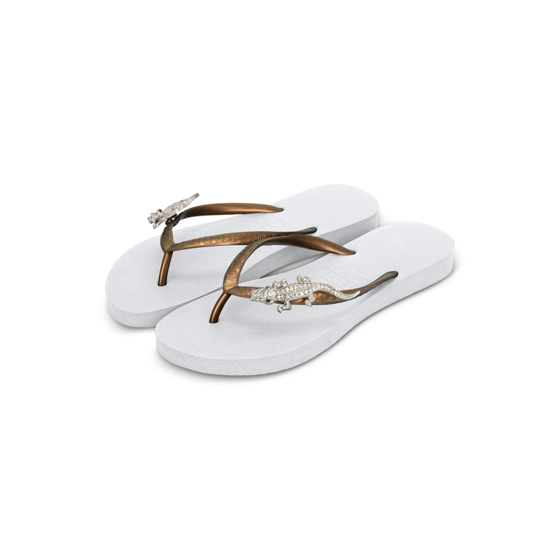 UZURII Flip Flops Zehentrenner Silver Crocodile Switch weiss(Image 3)