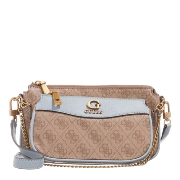 Guess Nell Logo Double Pouch Crossbody Latte Logo/Slate