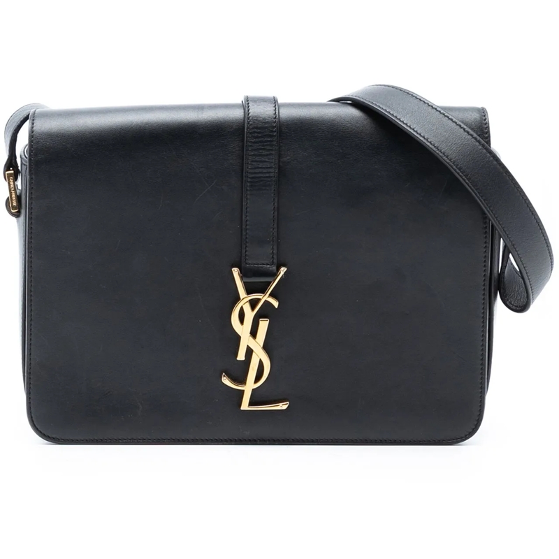 Saint Laurent Schultertasche Medium Leather Monogram Universite Bag schwarz