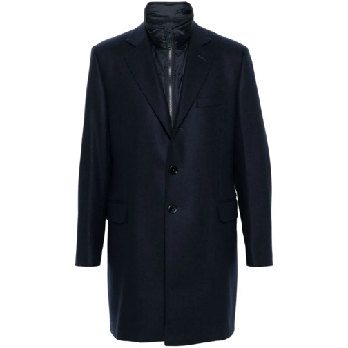 Fay Parka-Mäntel Navy Blue Wool Coat Blue