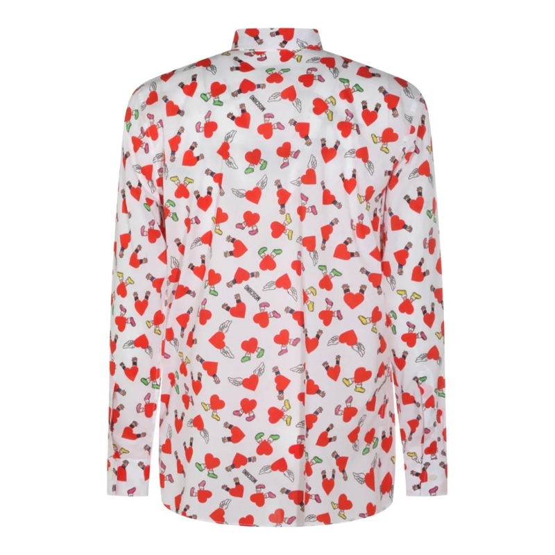 Moschino Hemd Long-Sleeve White Casual Shirt With Heart Motif White