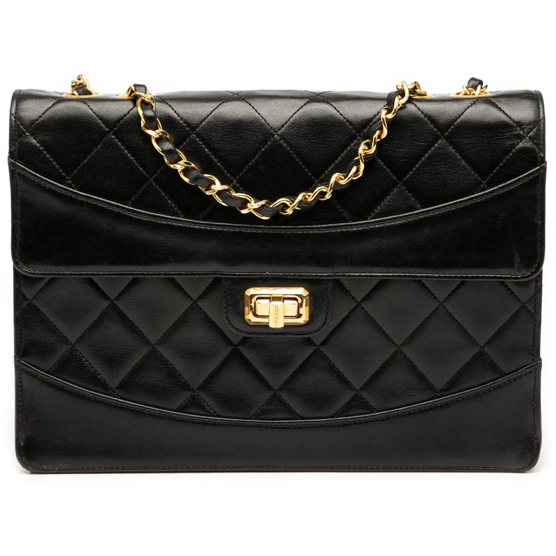 Chanel Sac à bandoulière Medium Quilted Lambskin Mademoiselle Single Flap schwarz