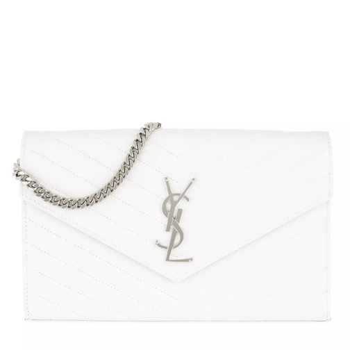 Saint Laurent YSL Chain Wallet Monogramme Envelope Bianco Portemonnee Aan Een Ketting