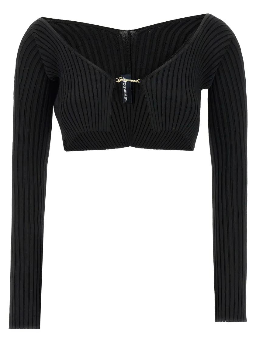 Thumbnail - Jacquemus - 'Le Maille Pralu' Cropped Cardigan - Größe 40 - schwarz
