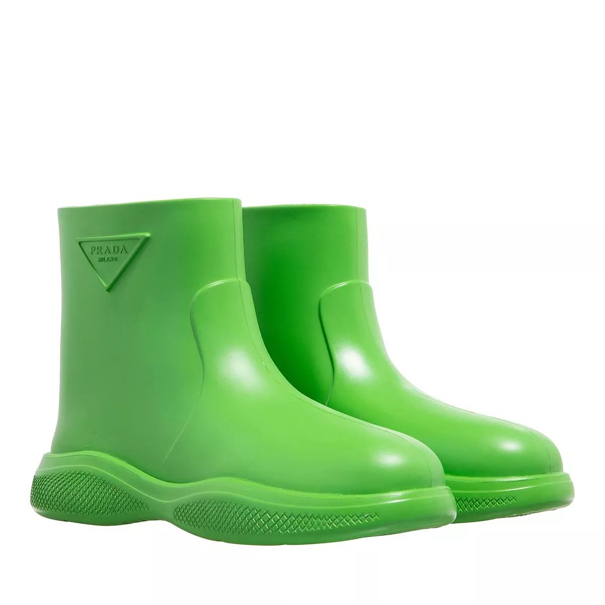 Prada: Green Rubber Ankle Boots