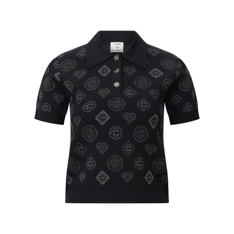 Casablanca Polohemd Poloshirt mit Logoprint Schwarz