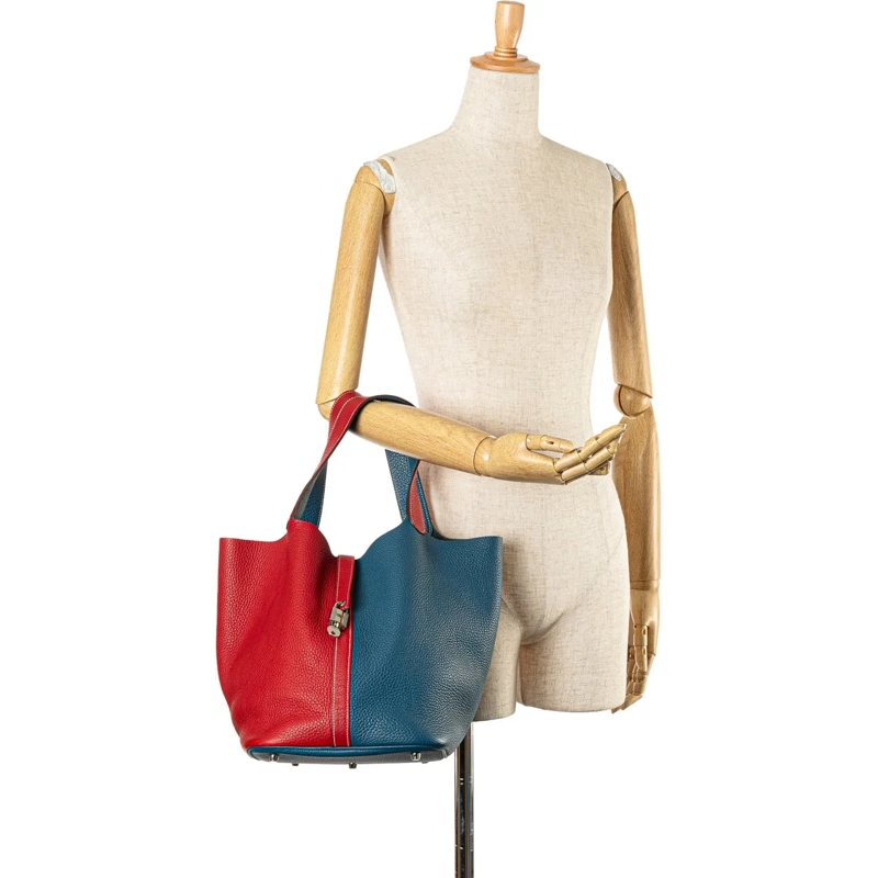 Hermès Tote Bicolor Clemence Picotin Lock 22 blau