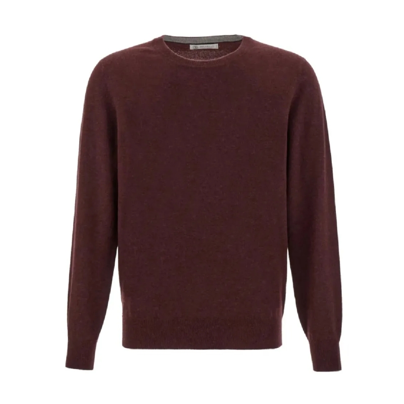 Brunello Cucinelli Pullover Relaxed Fit Brown Crew Neck Sweater Brown
