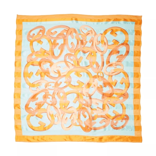 Gucci Interlocking G Chain Print Silk Scarf Bluette/Orange Leichter Schal