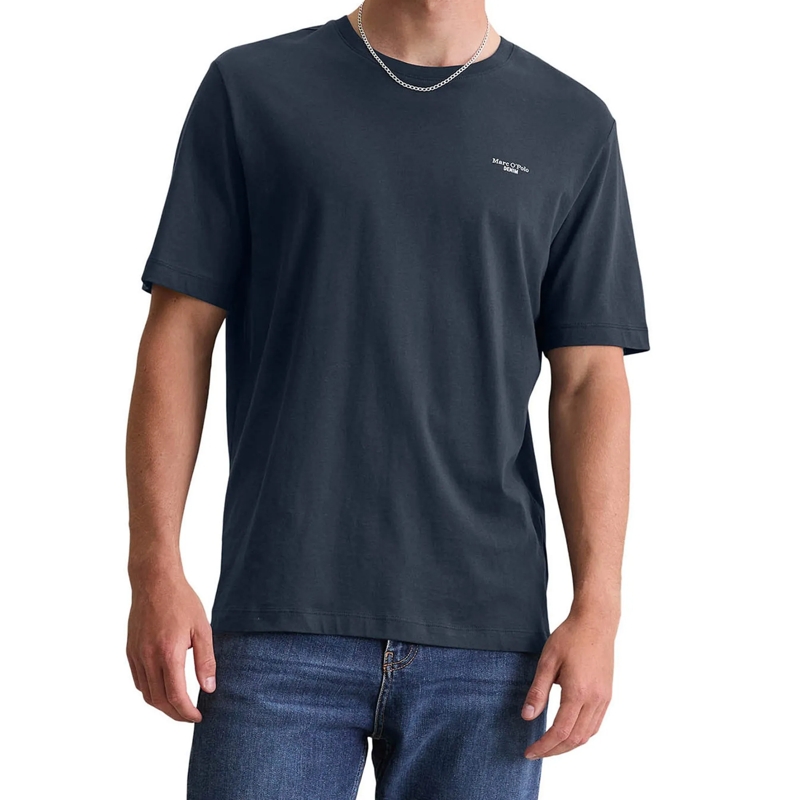 Marc O´Polo Hemd T-Shirt, SSL, Logo Print, Reg F 1er Pack dunkel-blau