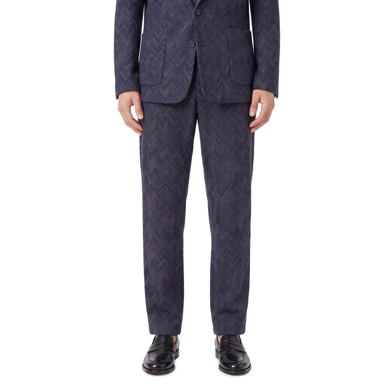 Missoni Stoffen broek Stoffhose mit Zickzack-Muster blau(Image 2)