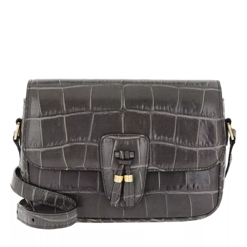 Celine Tassels Bag Medium Croco Leather Anthracite Crossbody Bag