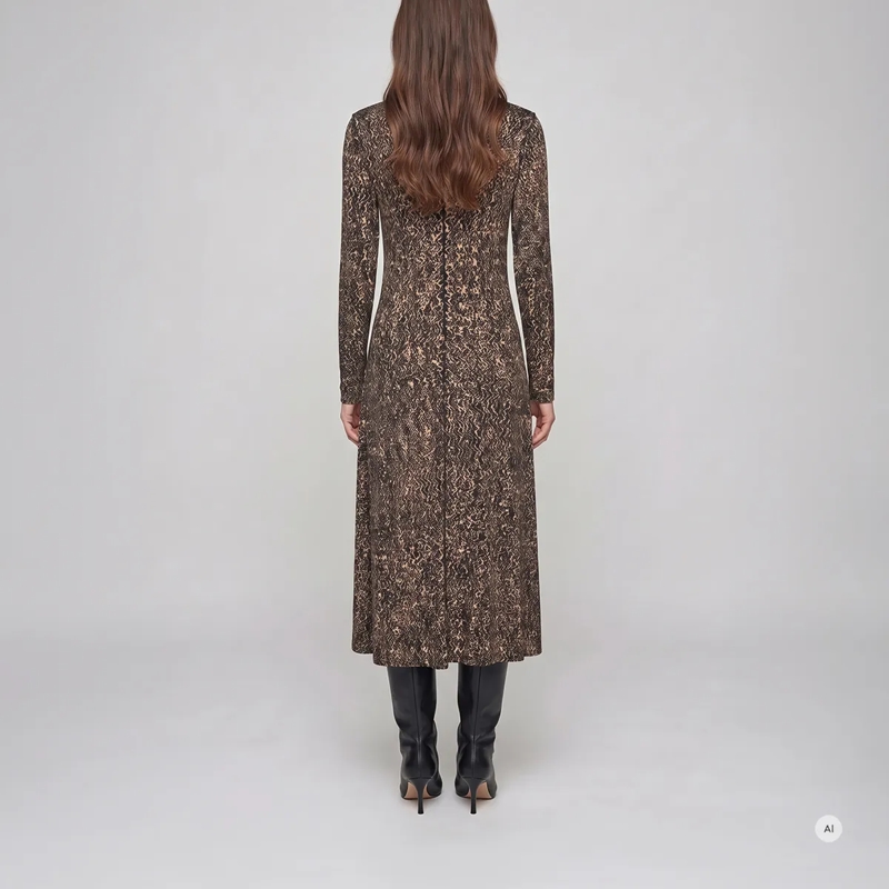 Marc Aurel Kleid Kleid- Wool-Touch-Jersey- Turtleneck- Maxi-Län schwarz(Image 4)