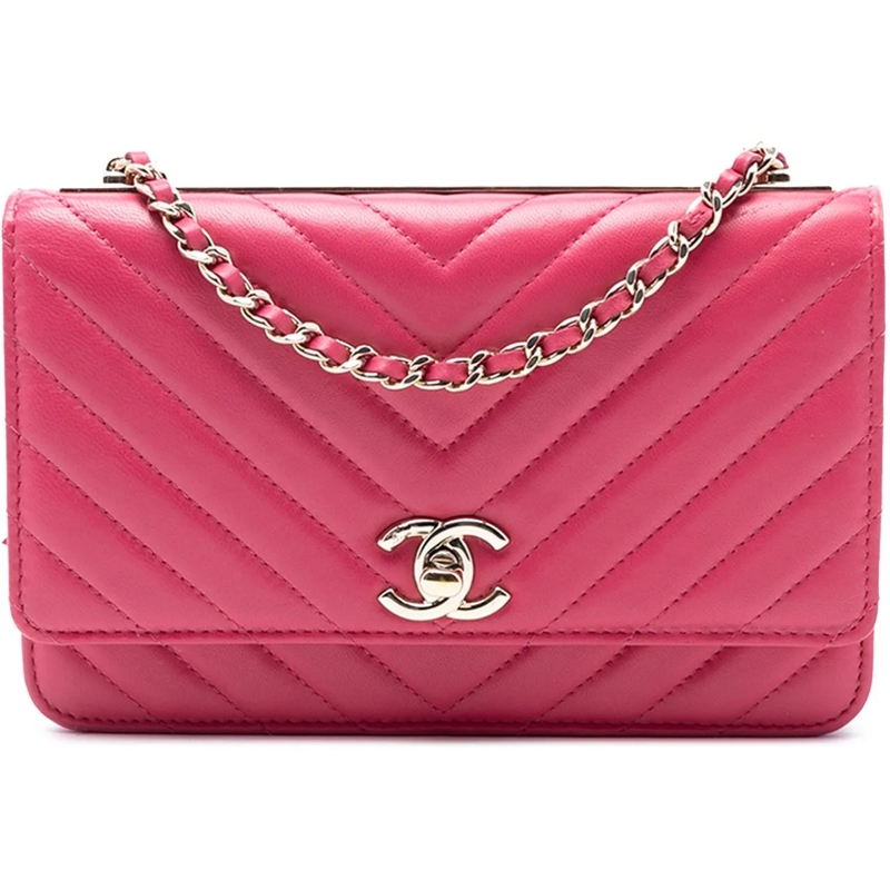 Chanel Sac à bandoulière Chevron Lambskin Trendy CC Chain Wallet on Chain rose