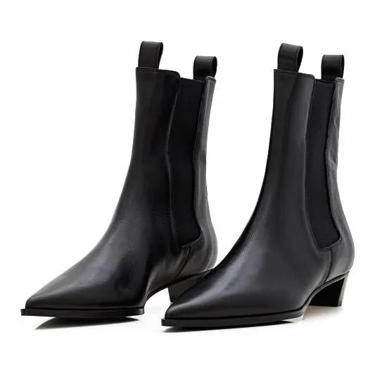 Aeydē Stiefel - Kiki Leather Pointed Toe Boots - Gr. 36 (EU) - in Schwarz - für Damen