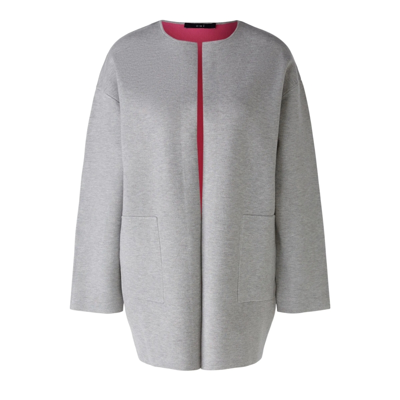 Oui Strickjacke Strickmantel hell-grau