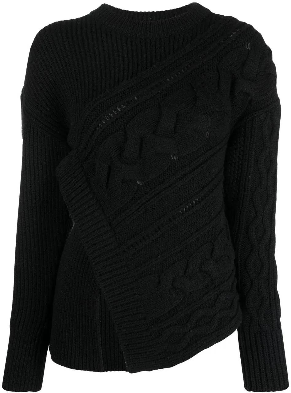 Thumbnail - Alexander McQueen - Alexander Mcqueen Asymmetric Wool Jumper - Größe S - black