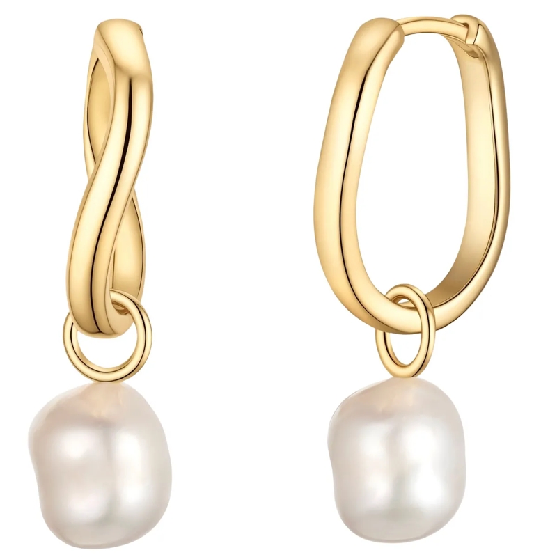 Glanzstücke München Ohrhänger Sterling Silber Perlen-Creolen Süßwasser-Zuchtperl weiss