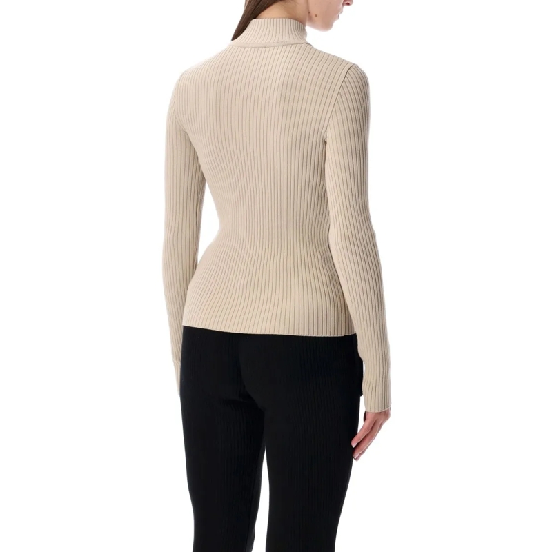 Courrèges Trui met col Rib Knit Mock Neck Sweater Neutrals