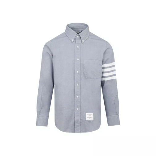 Thom Browne Light Blue Straigth Fit Flannel Shirt Blue 