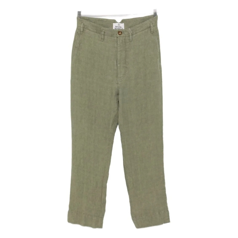 Vivienne Westwood Anzugshose Khaki Green Straight Leg Trousers Neutrals