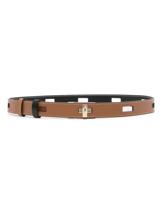 Lorena Antoniazzi Gürtel - Reversible Leather Belt - Gr. M - in Braun - für Damen