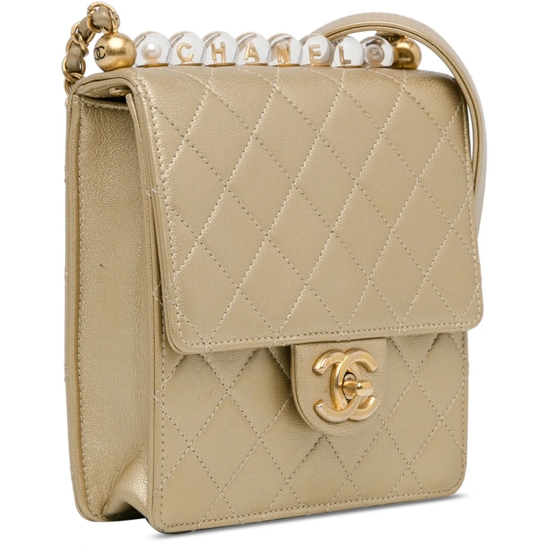 Chanel Schultertasche Small Lambskin Chic Pearls Flap gold