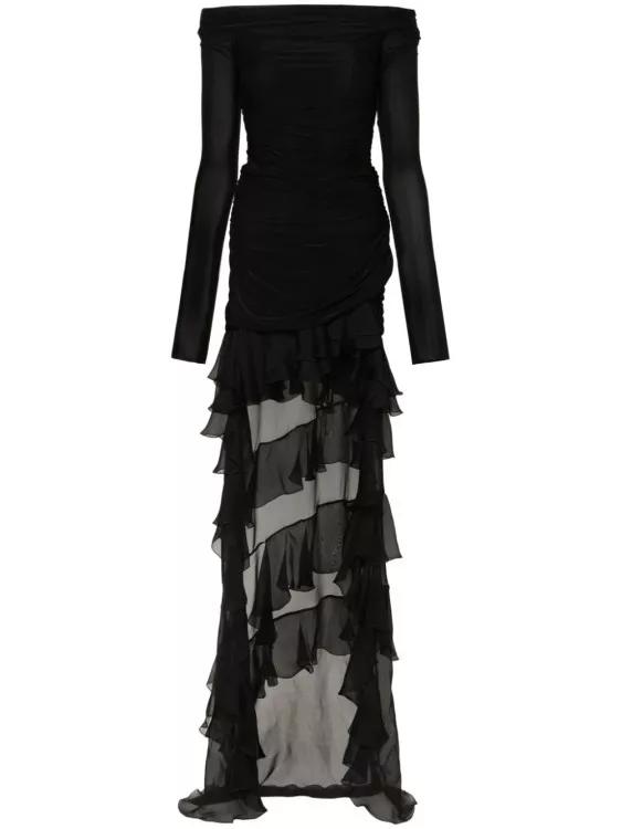 Blumarine - Black Stretch-Design Asymmetric Dress - Größe 42 - black