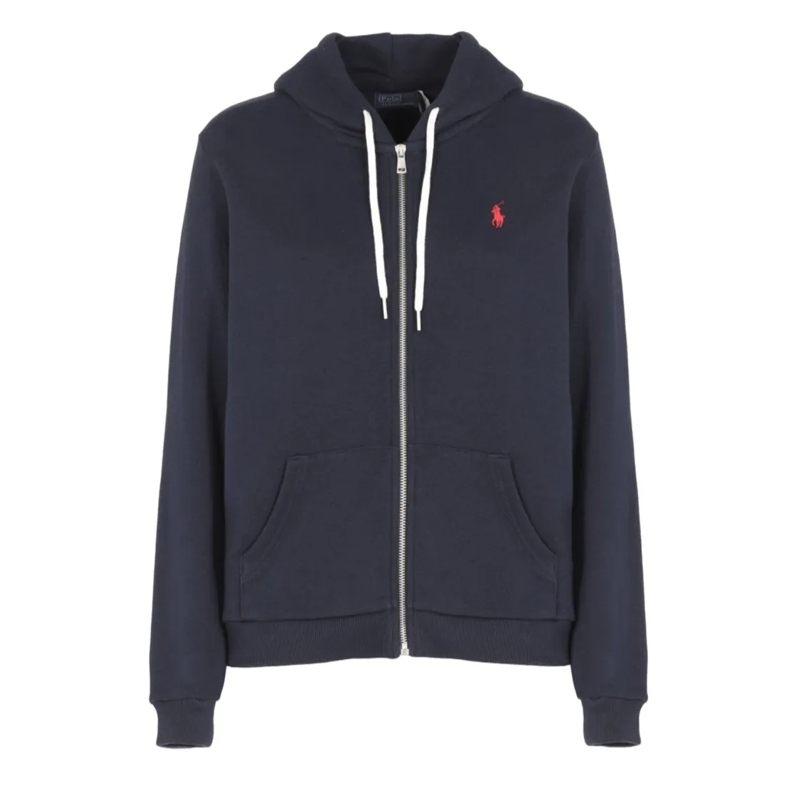 Polo Ralph Lauren  Zip-Up Hoodie With Drawstring Hood And Kangaroo Po Black