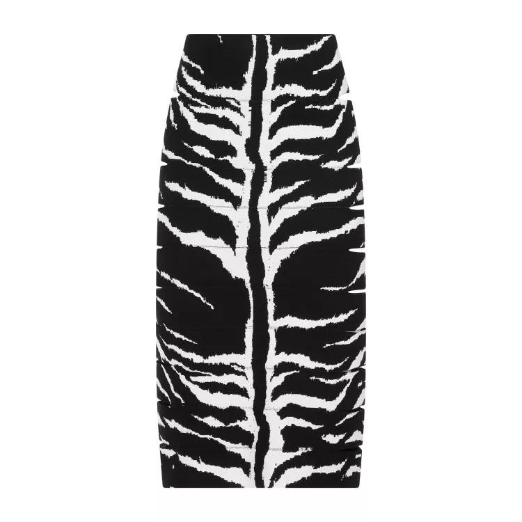 Alaia - Zebra White And Black Viscose Pencil Skirt - Größe 36 - schwarz