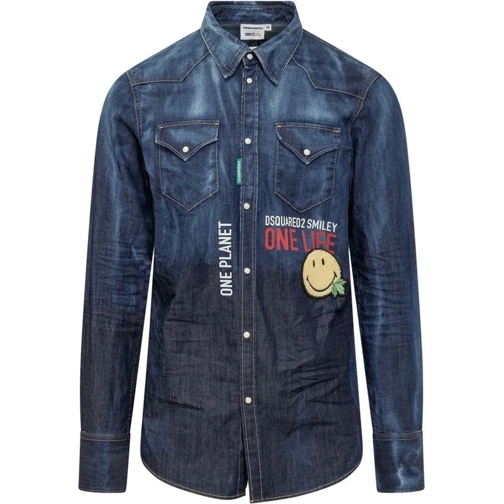 Dsquared2 Legere Oberteile Dsquared2 x Smiley Denim Shirt blau