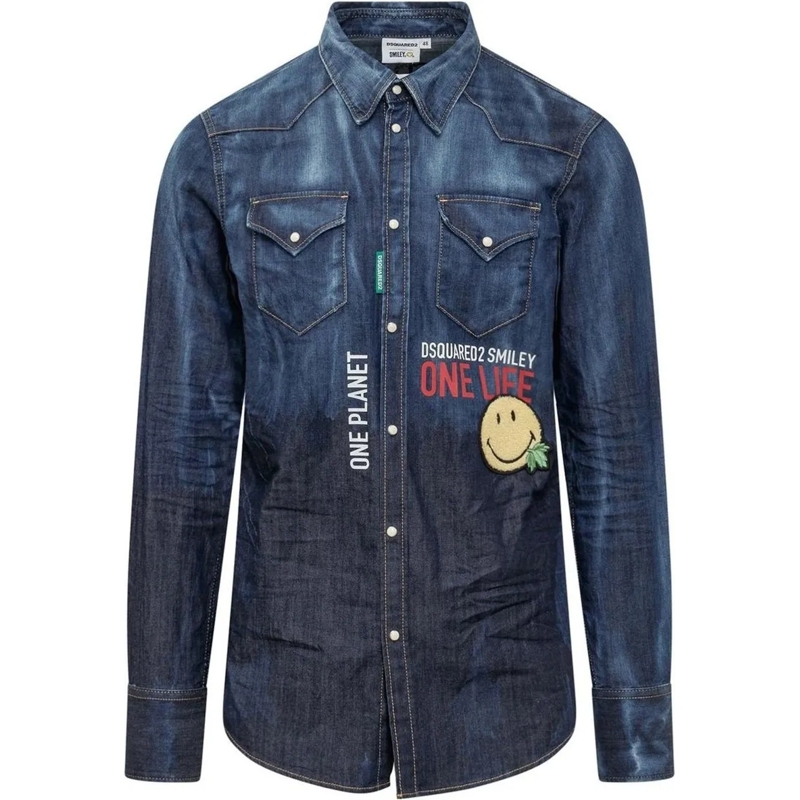 Dsquared2 Casual top Dsquared2 x Smiley Denim Shirt blau