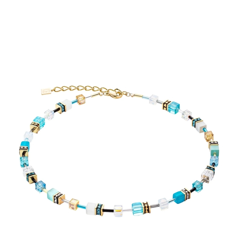 COEUR DE LION Mittellange Halskette GeoCUBE® Iconic Halskette türkis