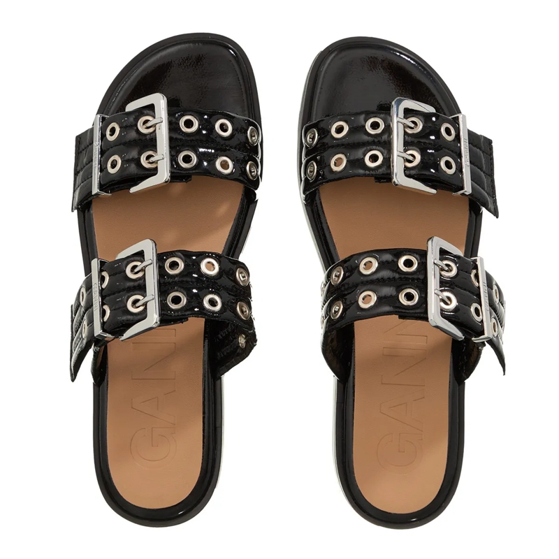GANNI Sandalen Feminine Buckle Two Strap Sandal Naplack Black(Image 6)