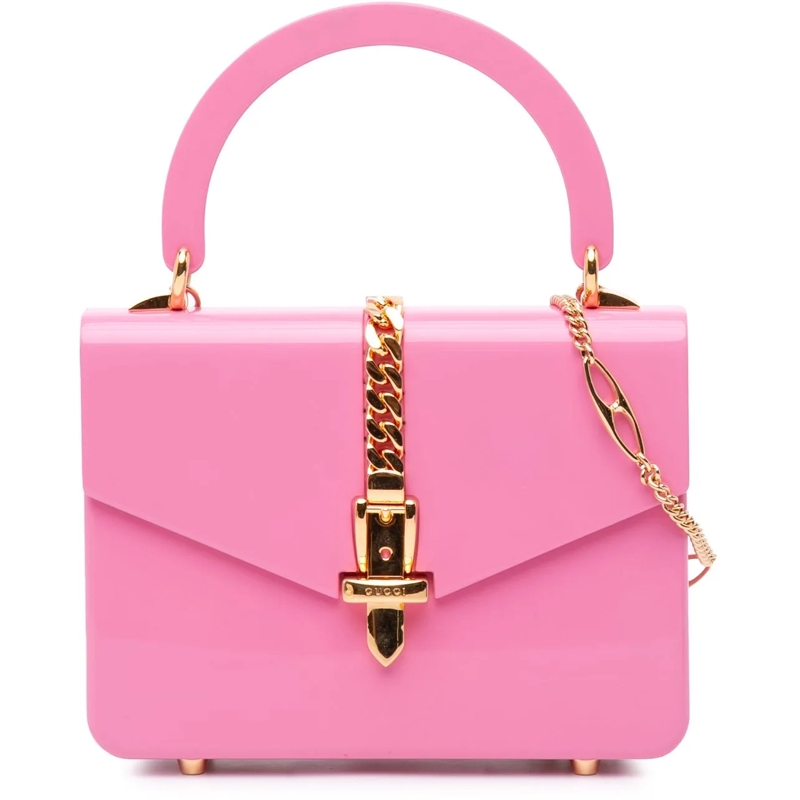 Gucci Schultertasche Mini Acrylic Sylvie 1969 Top Handle Bag rose
