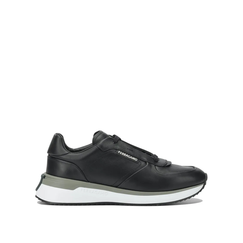 Salvatore Ferragamo Sneaker basse Streamlined Black Leather Sneakers Black
