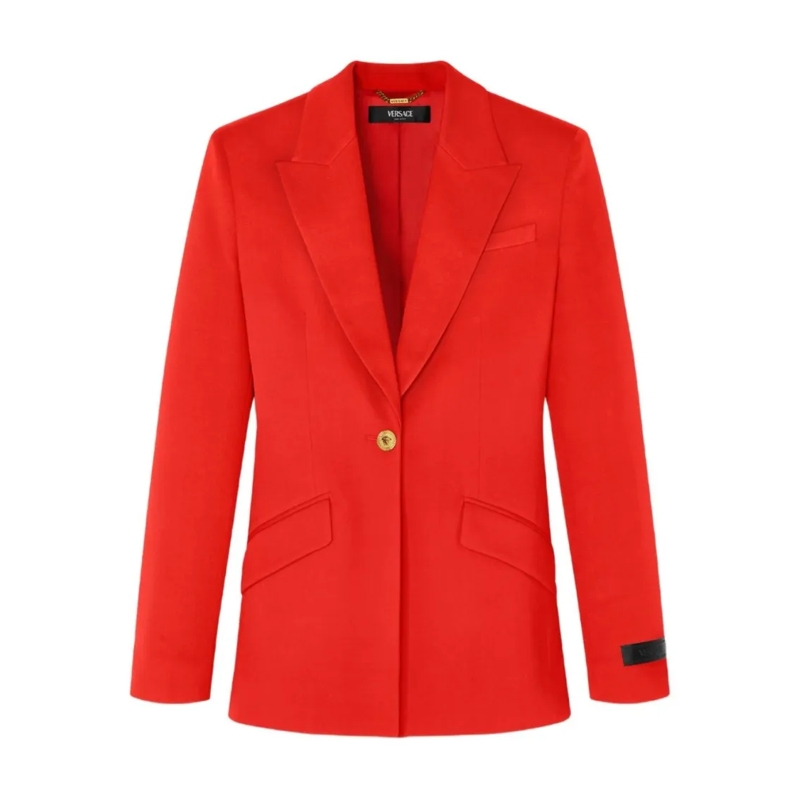 Versace Blazer Tailored Red Jacket With Gold-Tone Accents Red