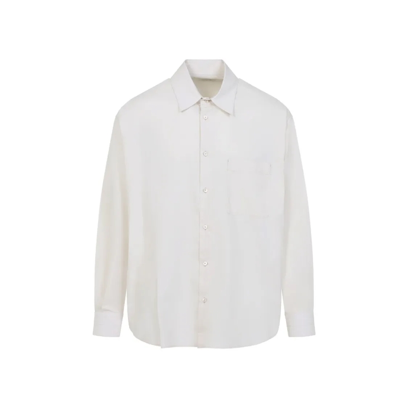 Lemaire Hemd Cotton-Silk Blend Shirt With Classic Collar White