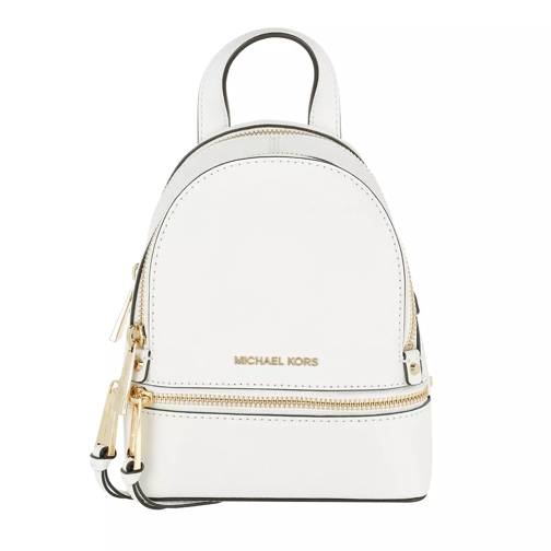 MICHAEL Michael Kors Rhea Zip XS Leather Messenger Backpack Optic White Zaino