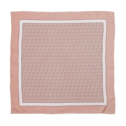 Burberry Monogram Print Square Scarf Mulberry Silk Pale Copper Pink Halstuch
