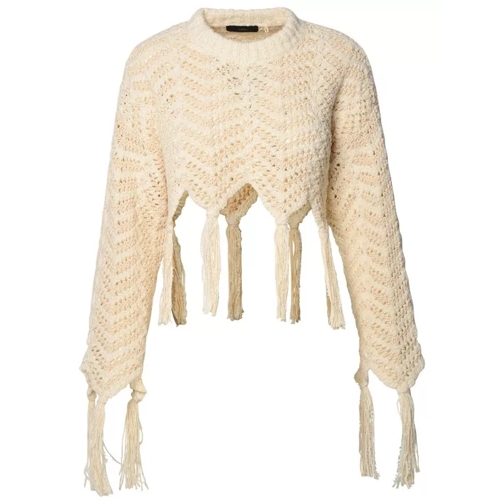 Alanui Linen Blend Cropped Sweater Neutrals 