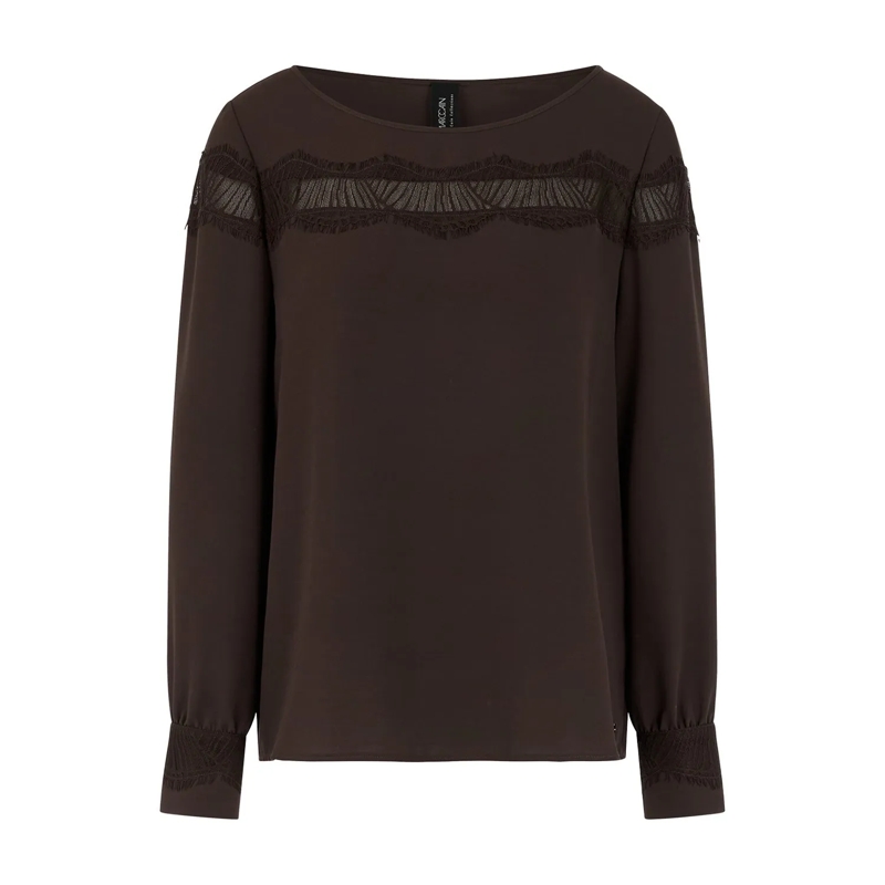 Marc Cain Bluse Bluse mit Spitze braun