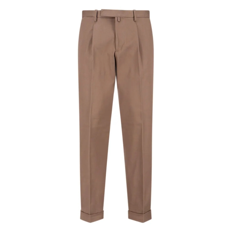 Briglia Chino Tailored Brown Trousers With Structured Silhouette Brown