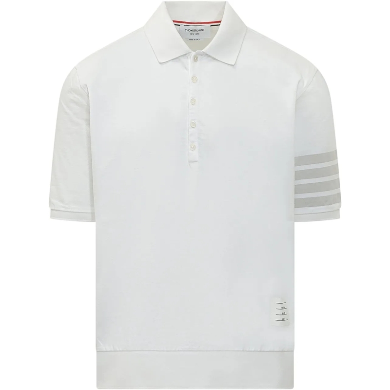 Thom Browne Polo Polo Garment Dyed Manica Corta weiß