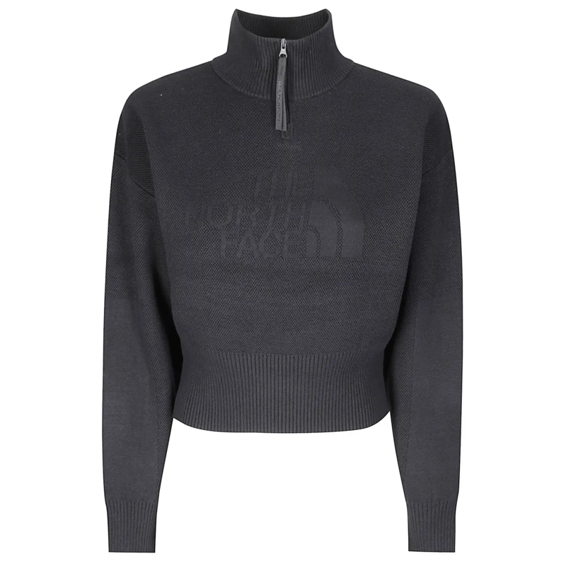 The North Face Trui High-Collar Cropped Half-Zip Sweater With Textured Black