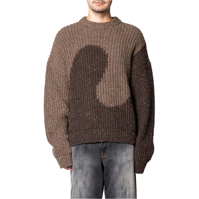 Erl  SWIRL WOOL CREWNECK KNIT BROWN braun